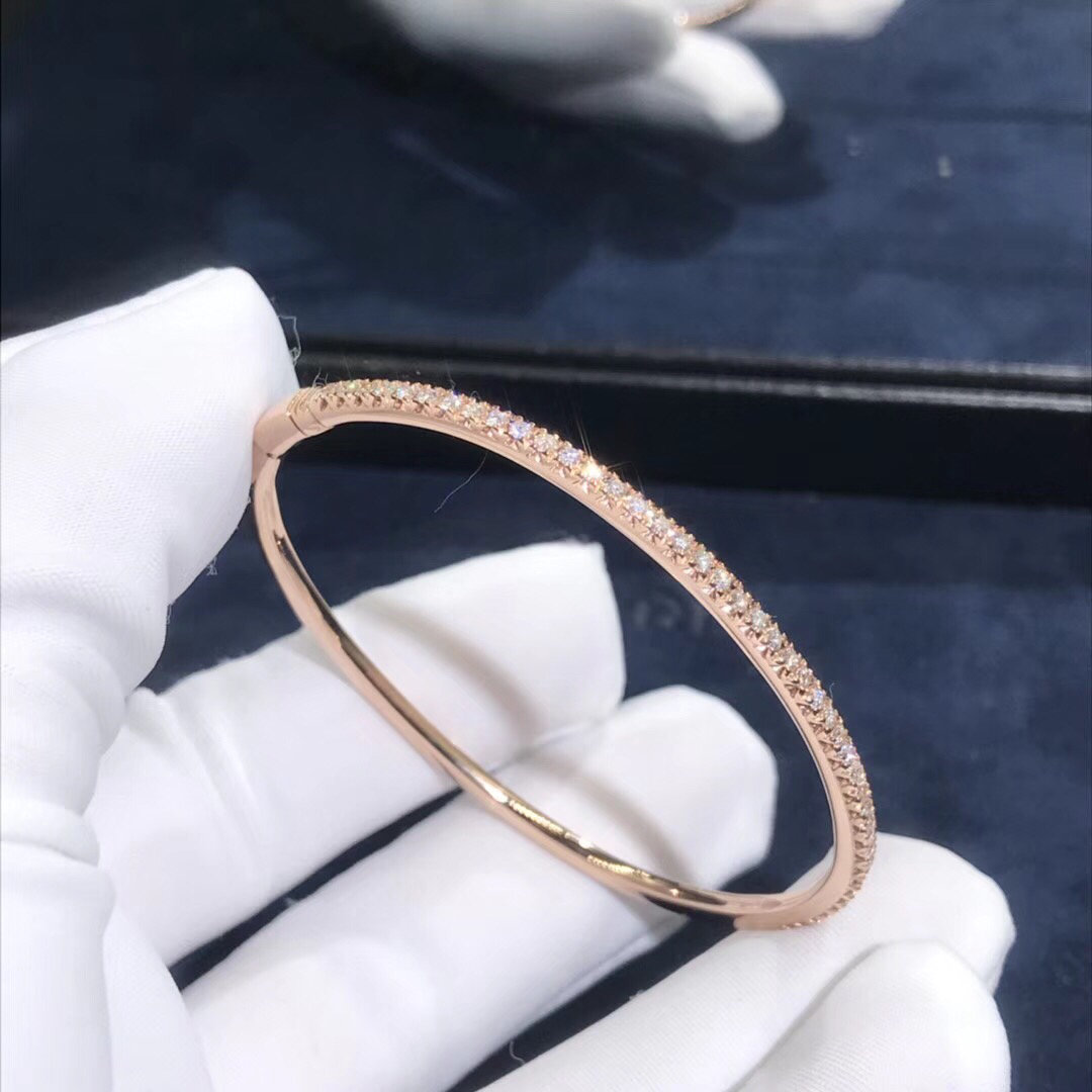 Tiffany Metro Bangle Custom Made in 18K Rose Gold set with Diamonds Paved