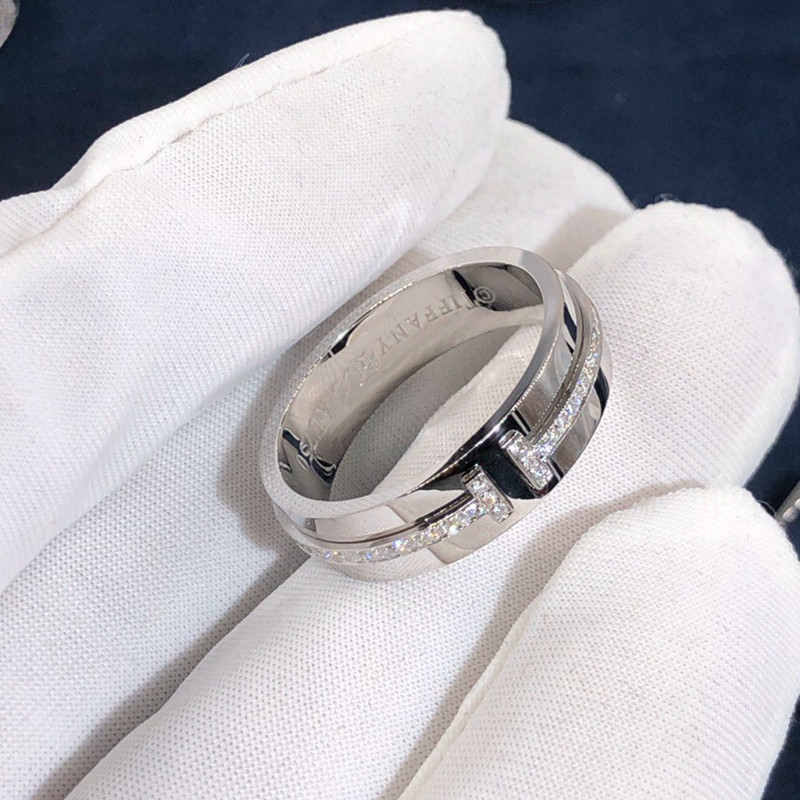 Custom Made Tiffany & co. T Narrow Diamond Ring in 18K White Gold
