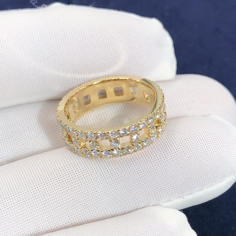 Tiffany & co. T True Wide Ring Custom Made in 18k Yellow Gold with Round Brilliant-cut Diamonds