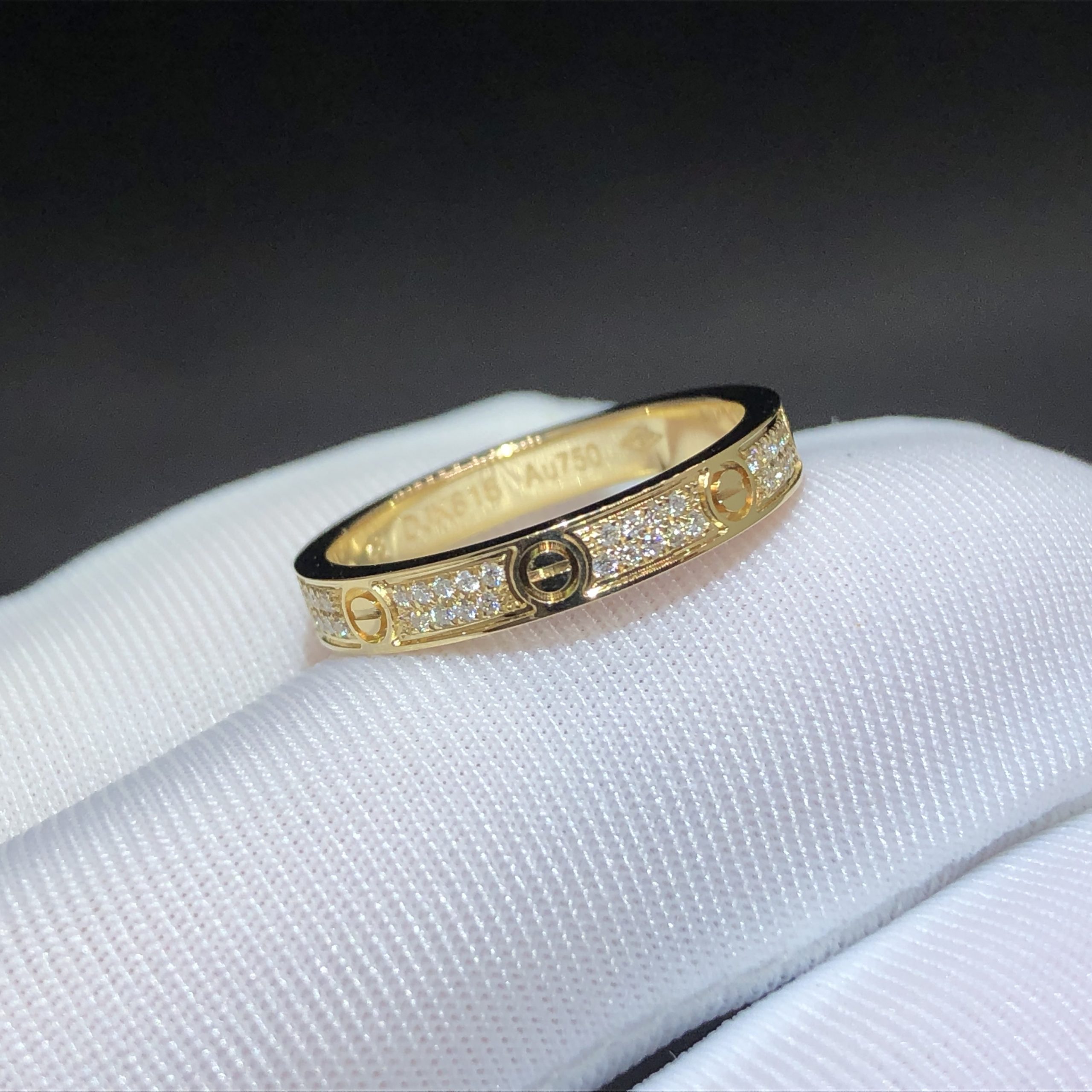 Cartier Love Ring Custom Made in 18K Yellow Gold and Diamonds Paved,Small Model